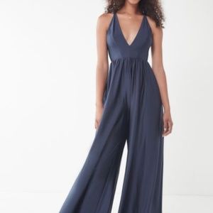 Urban Outfitters UO Gia Plunging Shimmer Jumpsuit